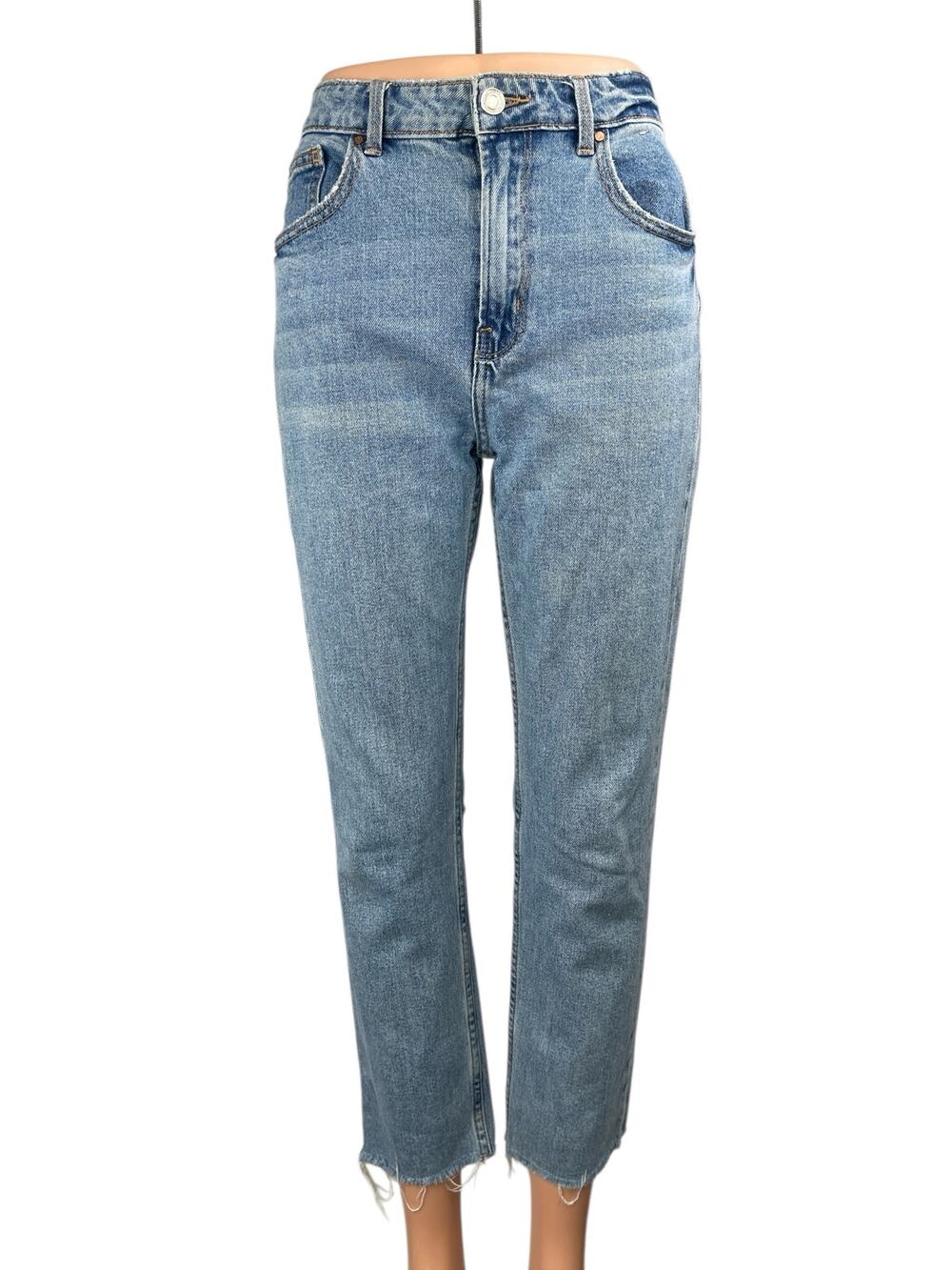 Denim & Co. Women's Blue Mid Rise Frayed Raw Hem Skinny Denim Jeans Pants Size 6